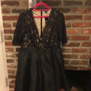 Black lace cocktail dress.